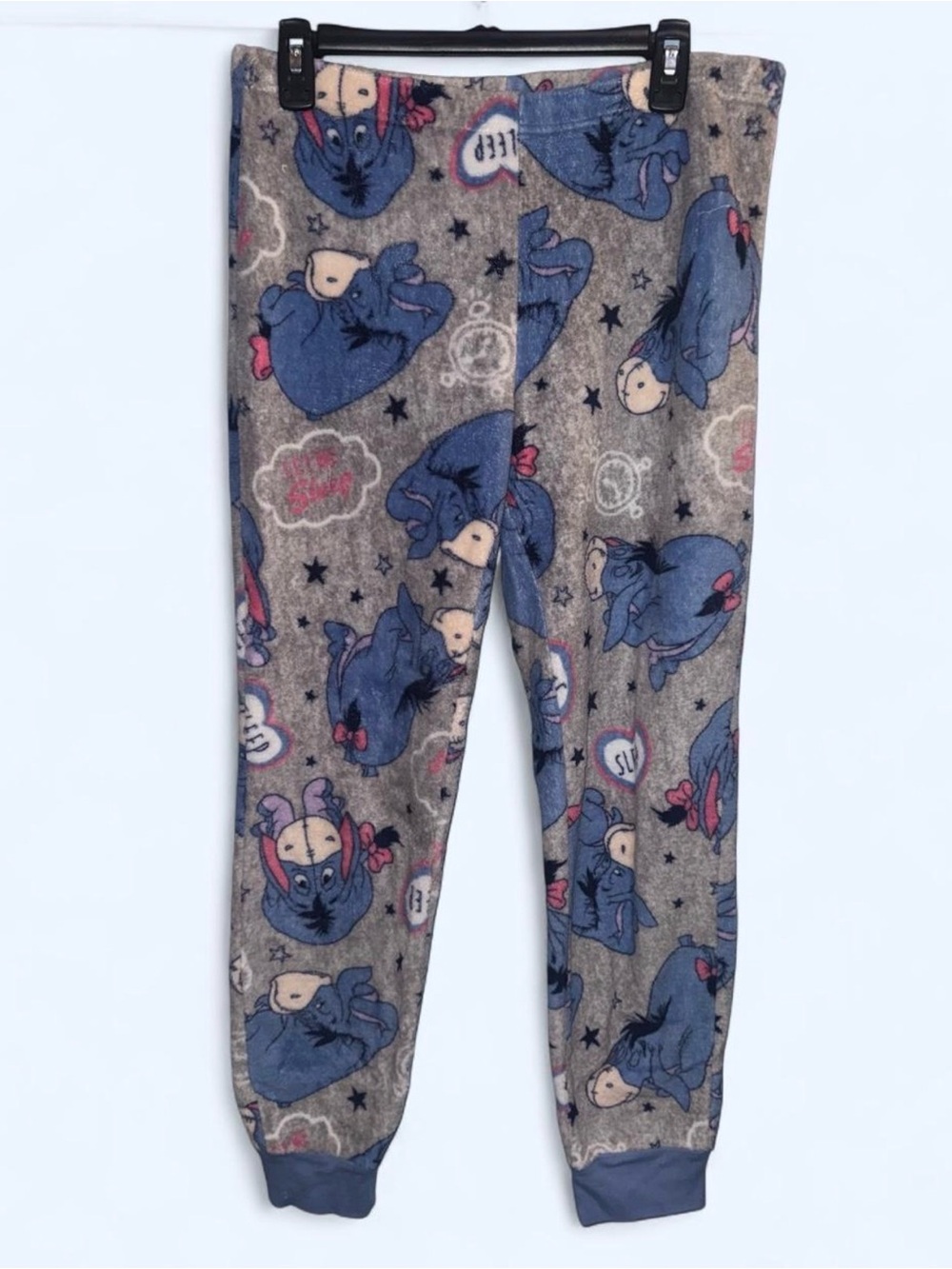 Disney Gray Eeyore Fleece Pajama Pants with Blue and Pink Accents